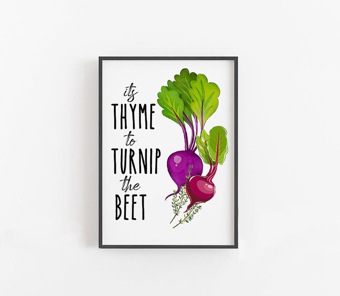 Its Thyme To Turnip The Beet Watercolor Vegetable Pun Kitchen Poster - Image 4