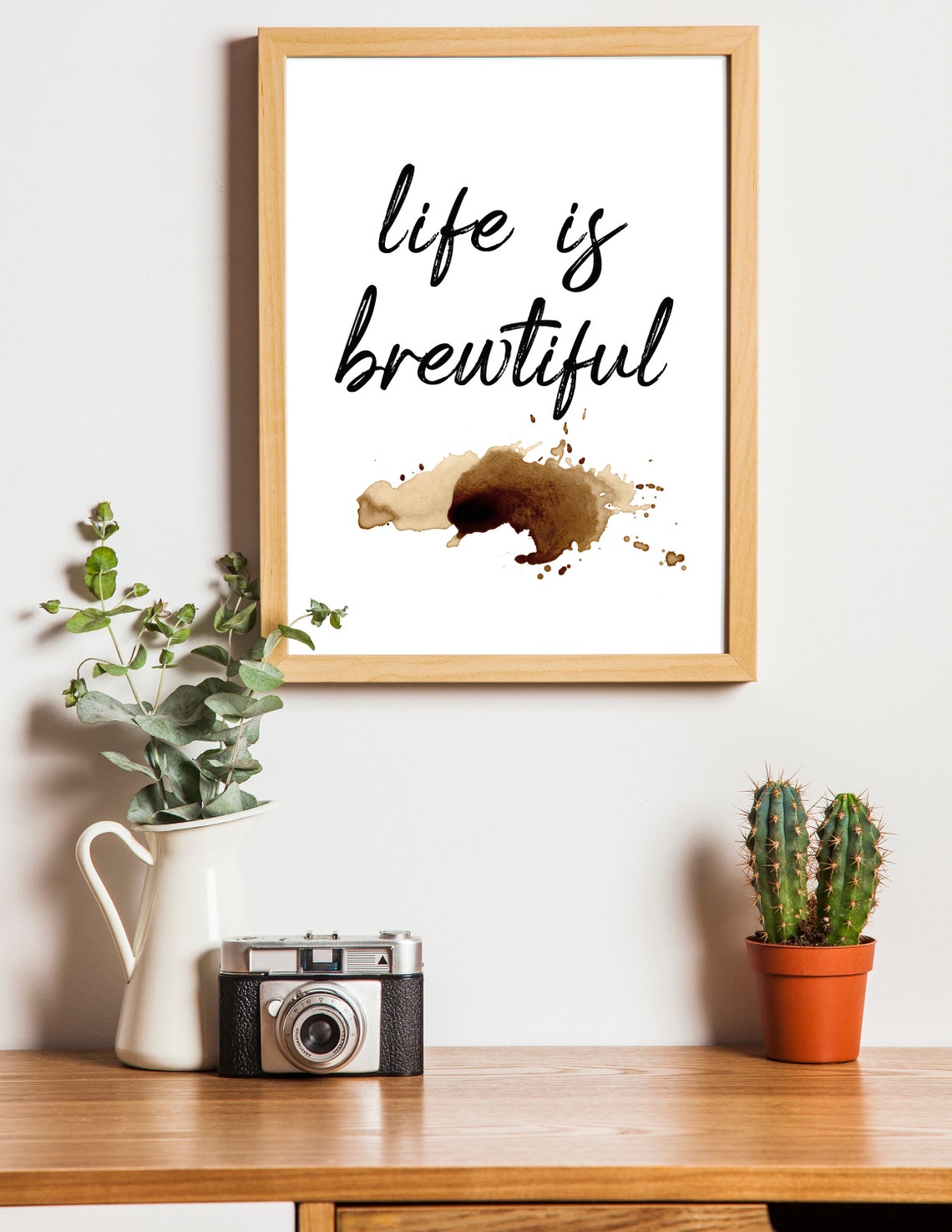 Life Is Brewtiful Sign Cute Coffee Sign Decor Coffee Kitchen Decor Coffee Wall Art Funny Coffee Lover Gift Coffee Print - Image 3