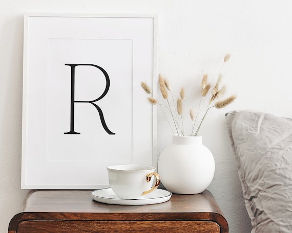 Elegant Letter R Serif Initial Monogram Minimalist Decor Poster