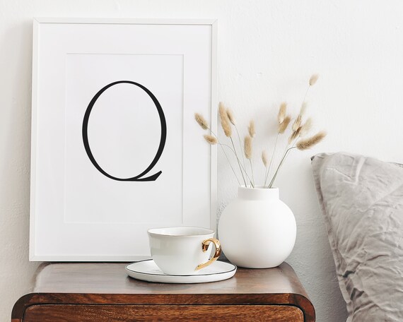 Elegant Letter Q Serif Initial Monogram Minimalist Decor Poster
