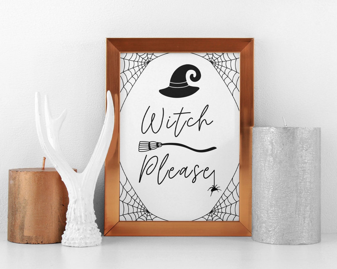 Witch Please Script With Spider Web Halloween Wall Decor Poster