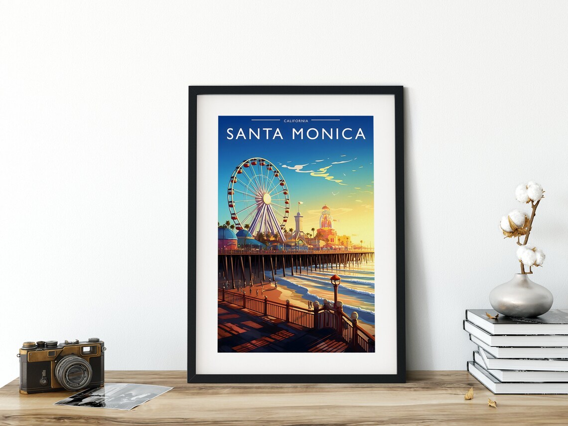 Santa Monica Travel Poster, California Travel Art - Image 3