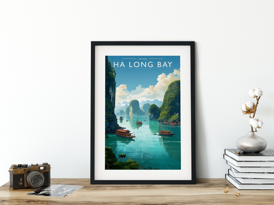 Ha Long Bay Vietnam Limestone Karsts Junk Boat Travel Poster - Image 3