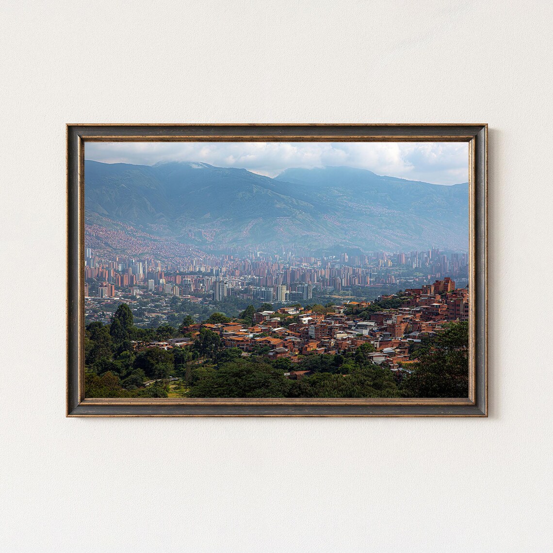 Medelln Skyline Wall Art Colombia Cityscape Print Mountain Valley Landscape Decor