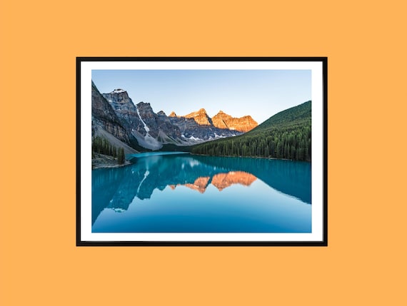Moraine Lake Banff Sunrise Mountain Reflection Turquoise Water Poster