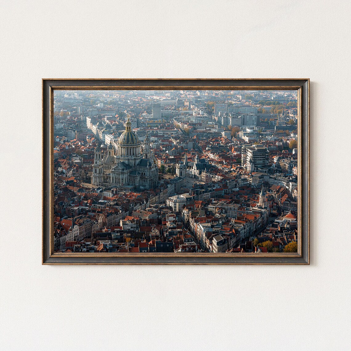 Brussels Cityscape Print Aerial European Architecture Wall Art