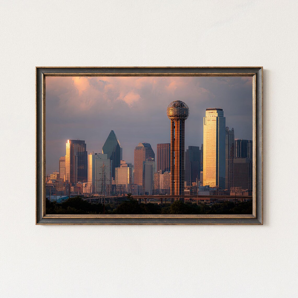 Dallas Skyline Sunset Print Golden Hour Cityscape Wall Art
