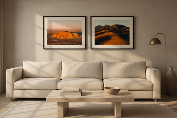Uluru Outback Mountain Prints Set Australian Desert Landscape Wall Art