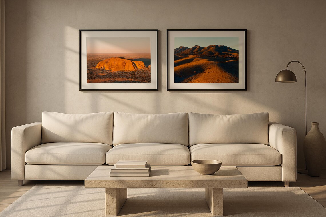 Uluru Outback Desert Landscape Photography Poster Set Golden Pair