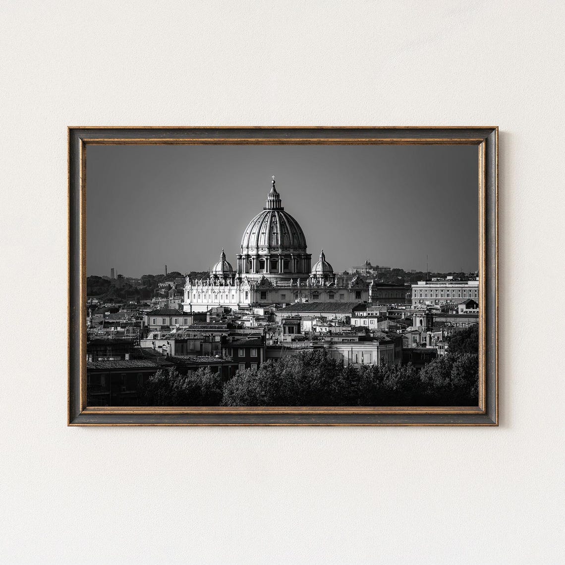 Saint Peters Basilica Vatican City Rome Black and White Photo Poster
