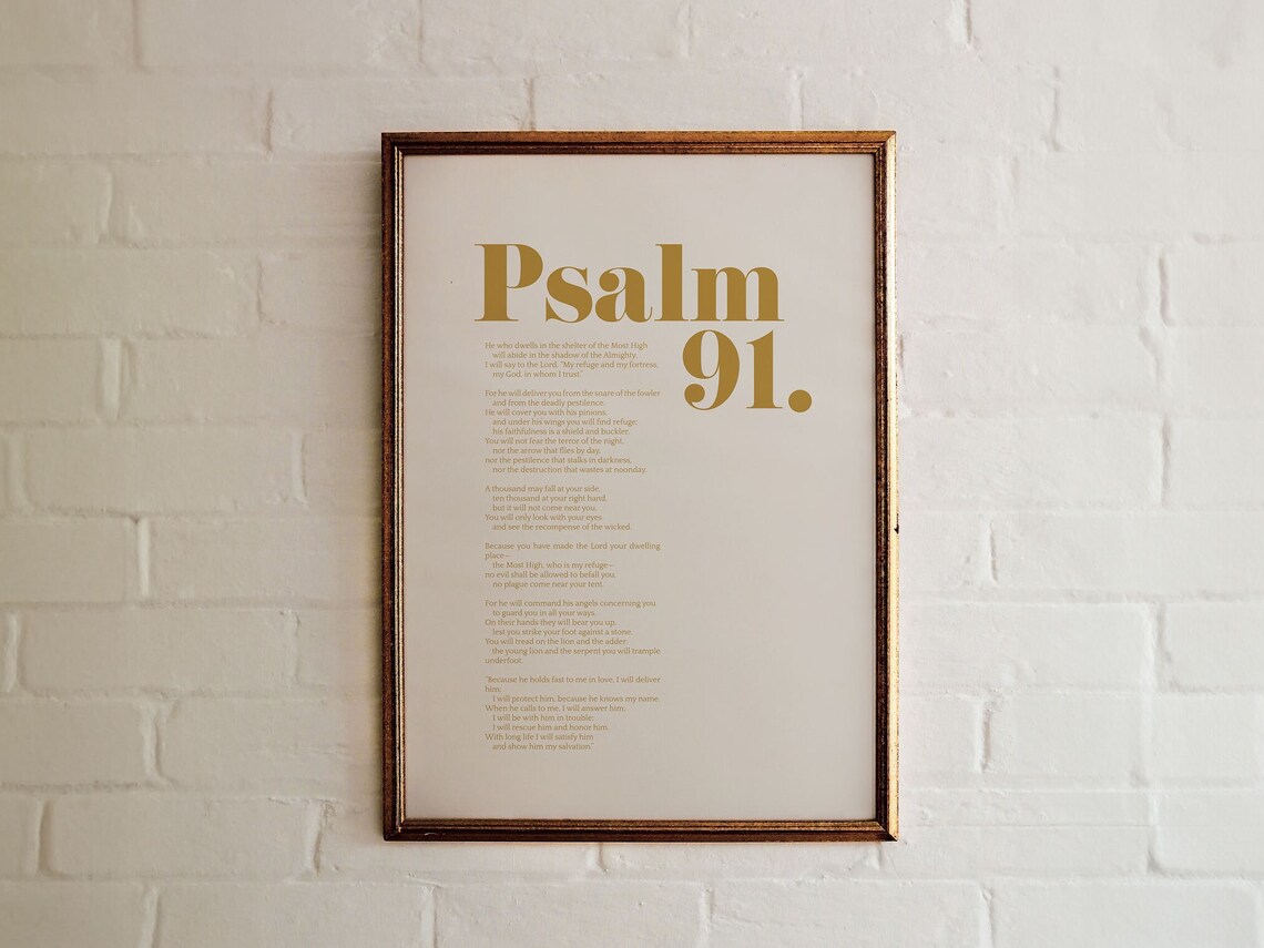 Psalm 91 Scripture Art, Minimalist Poster