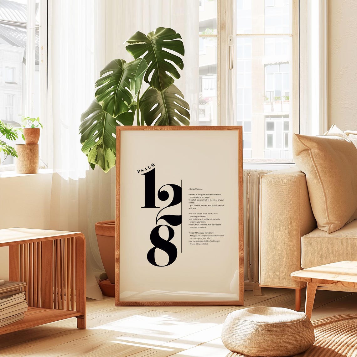 Psalm 128 Christian Wall Art Psalm Poster Christian Psalms Baptism Gift Sunday School Bold Minimalist Scripture Print - Image 3