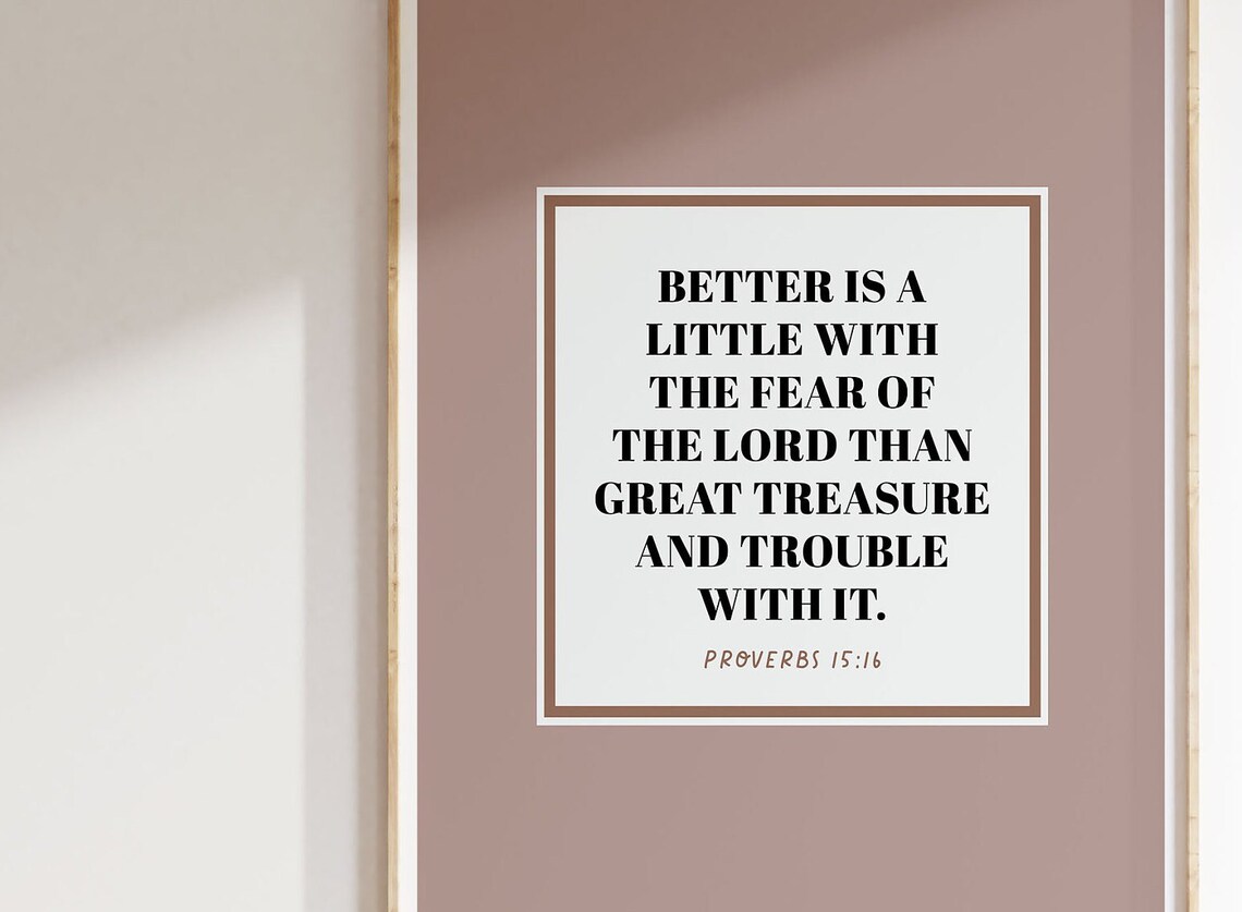 Proverbs 15:16 Fear Of The Lord Bible Verse Dusty Rose Minimalist Poster - Image 3