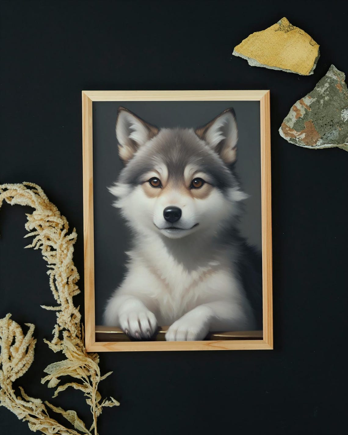 Baby Wolf Wall Art Home Decor Cute Animal Painting Living Room Art