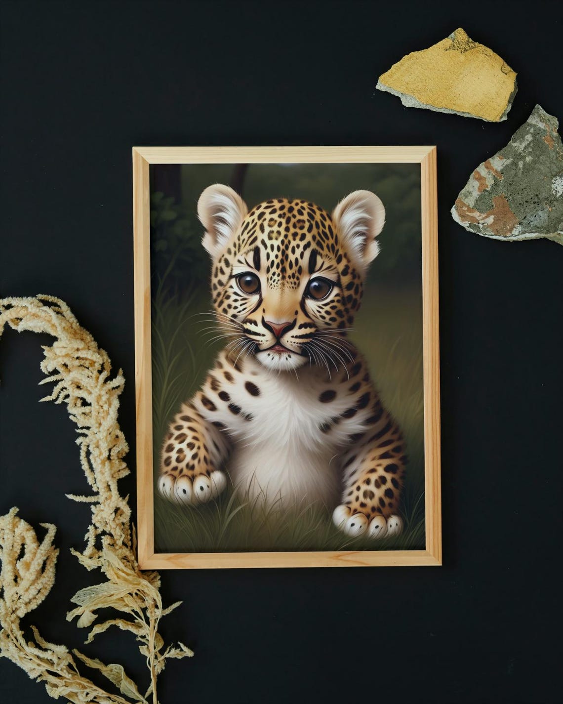 Baby Leopard Wall Art Home Decor Cute Animal Painting Living Room Art