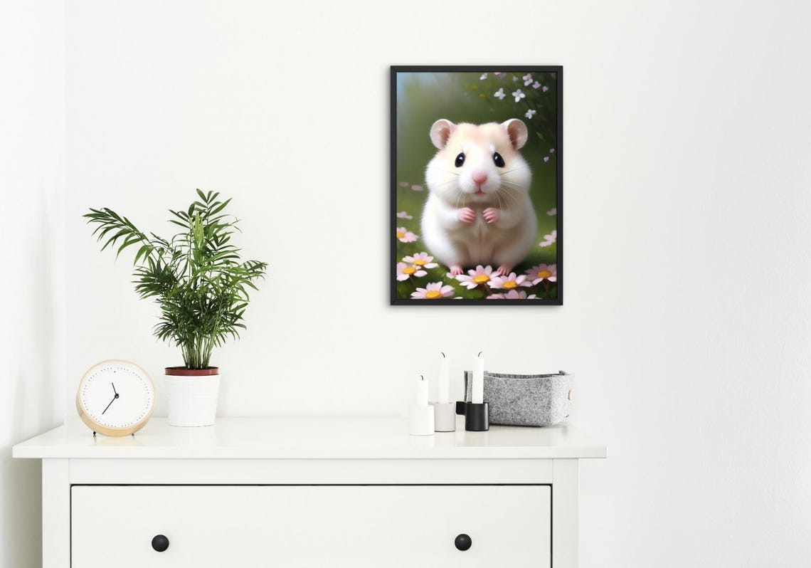Baby Hamster Wall Art Home Decor Cute Animal Painting Living Room Art - Image 4