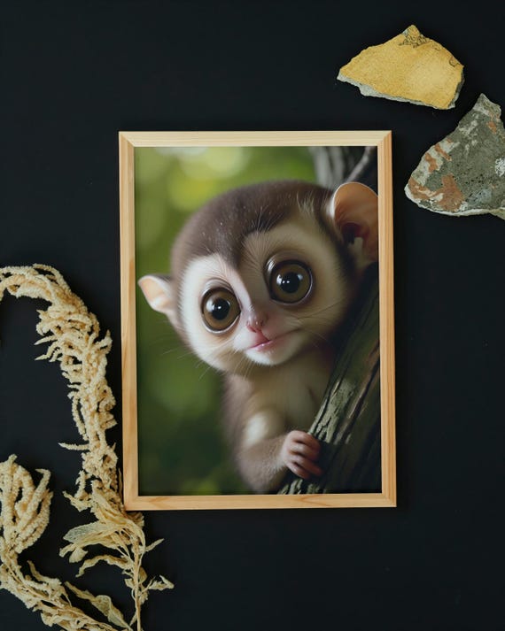 Baby Tarsier Wall Art Home Decor Cute Animal Painting Living Room Art