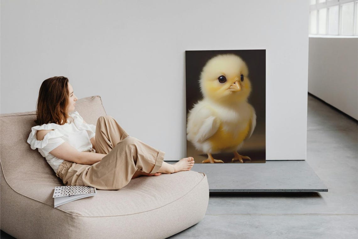 Baby Chick Wall Art Home Decor Cute Animal Painting Living Room Art - Image 3