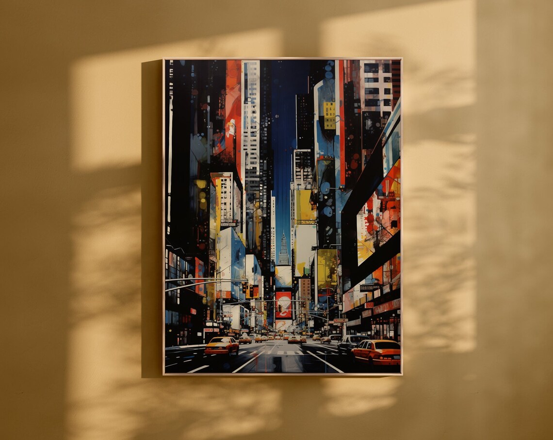 Abstract New York Times Square Street Night Lights Art Poster