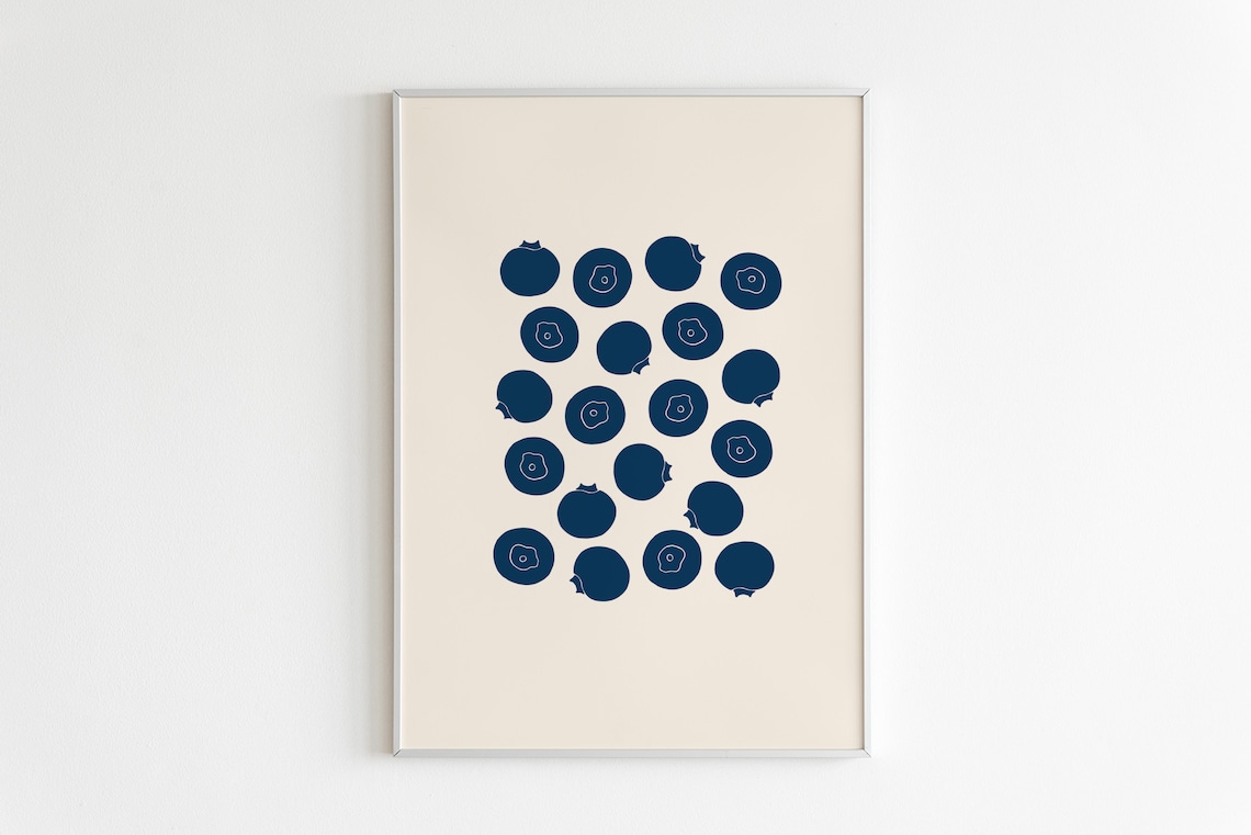 Blueberries Art Print, Kitchen Wall Art Poster