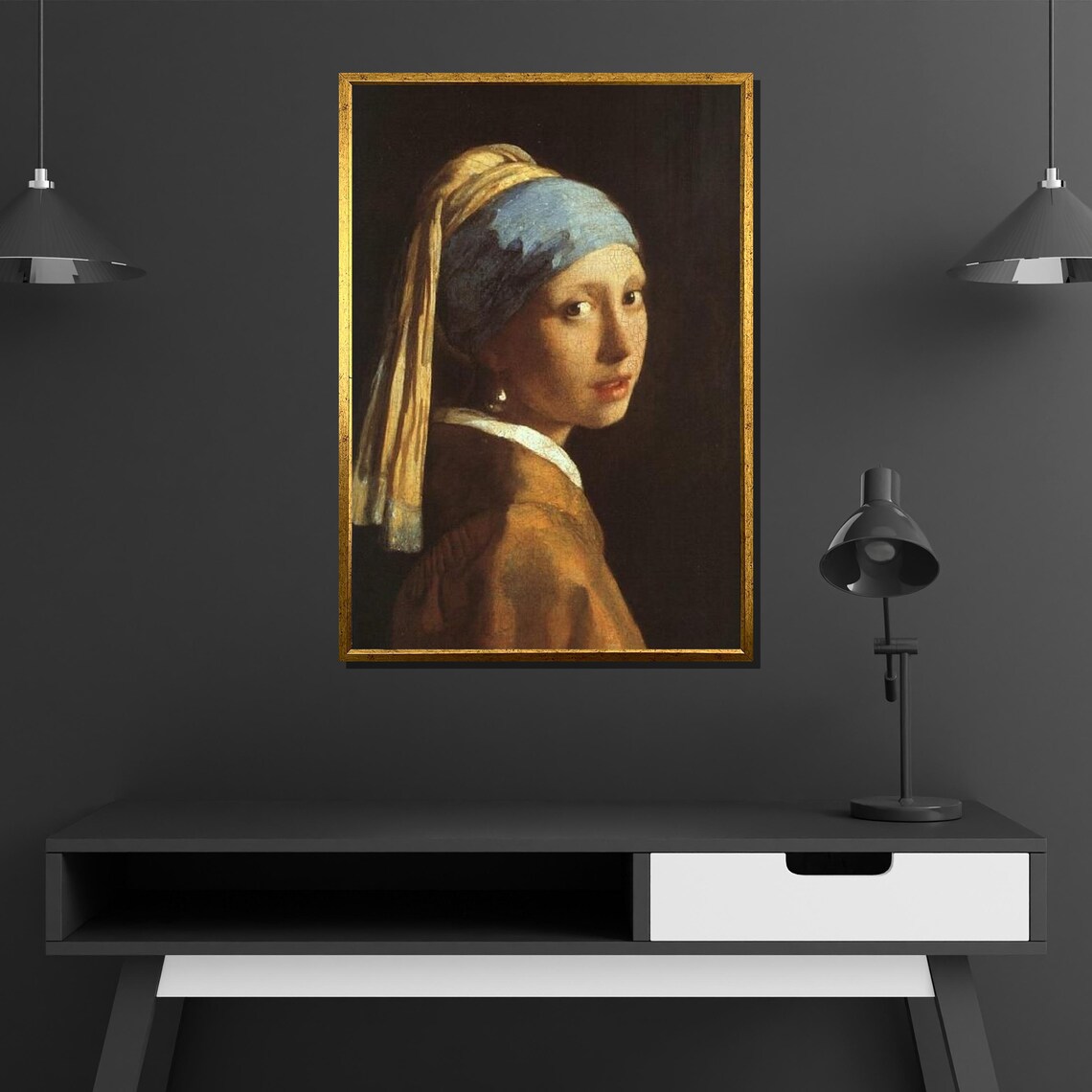Johannes Vermeer Girl with a Pearl Earring Classic Portrait Art Poster - Image 4