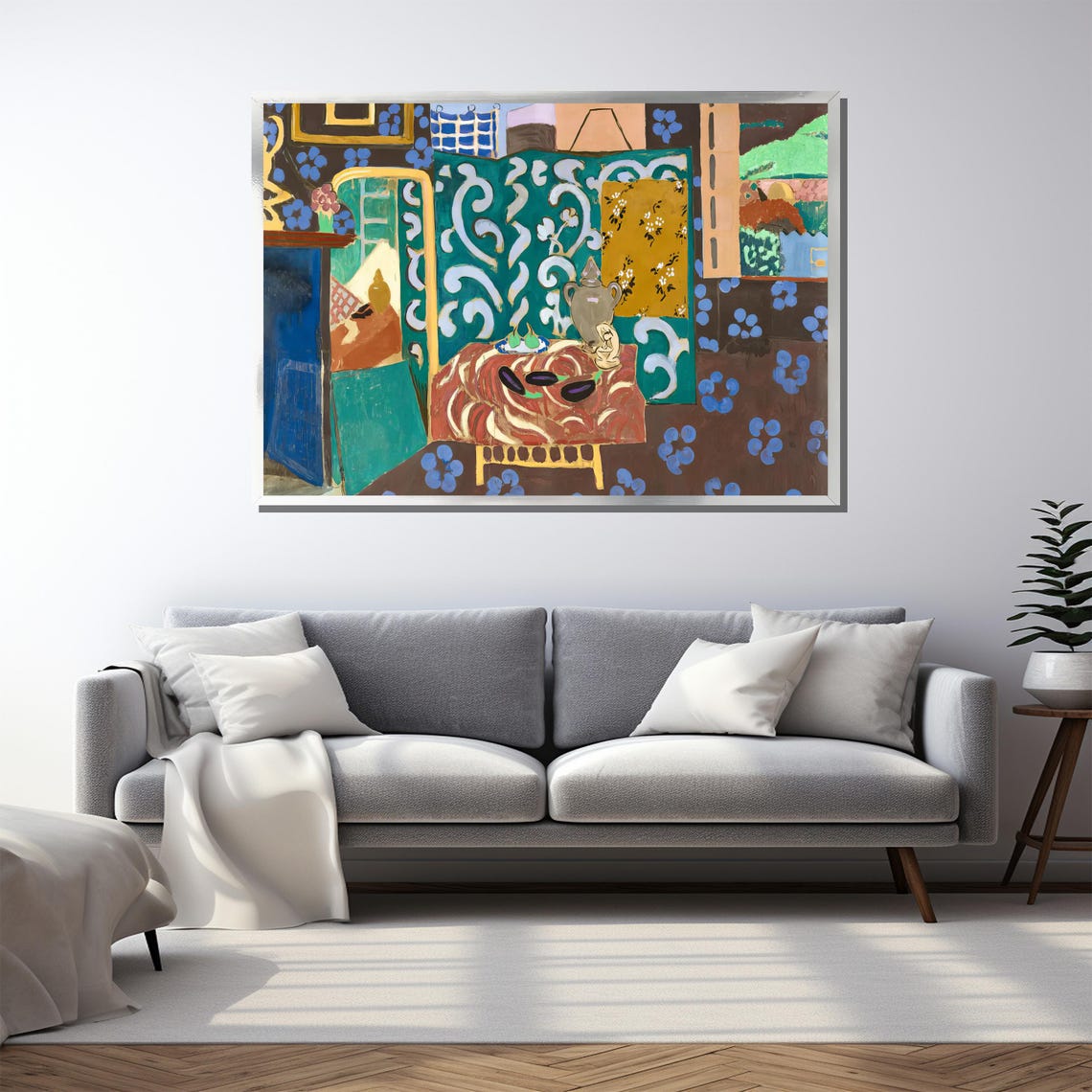 Matisse Style Boho Interior With Patterned Screen And Fruit Poster - Image 2