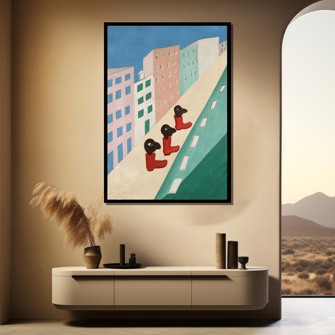 Tarsila Do Amaral Three Red Boots Surreal City Street Painting Poster - Image 3