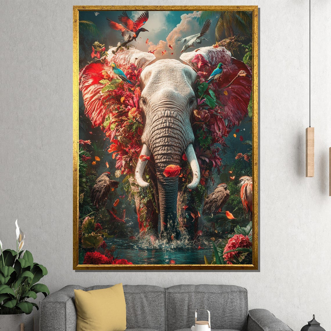 Floral Elephant Boho Jungle Art Print - Image 2