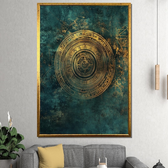 Gold Compass Rose Emerald Green Nautical Vintage Style Poster