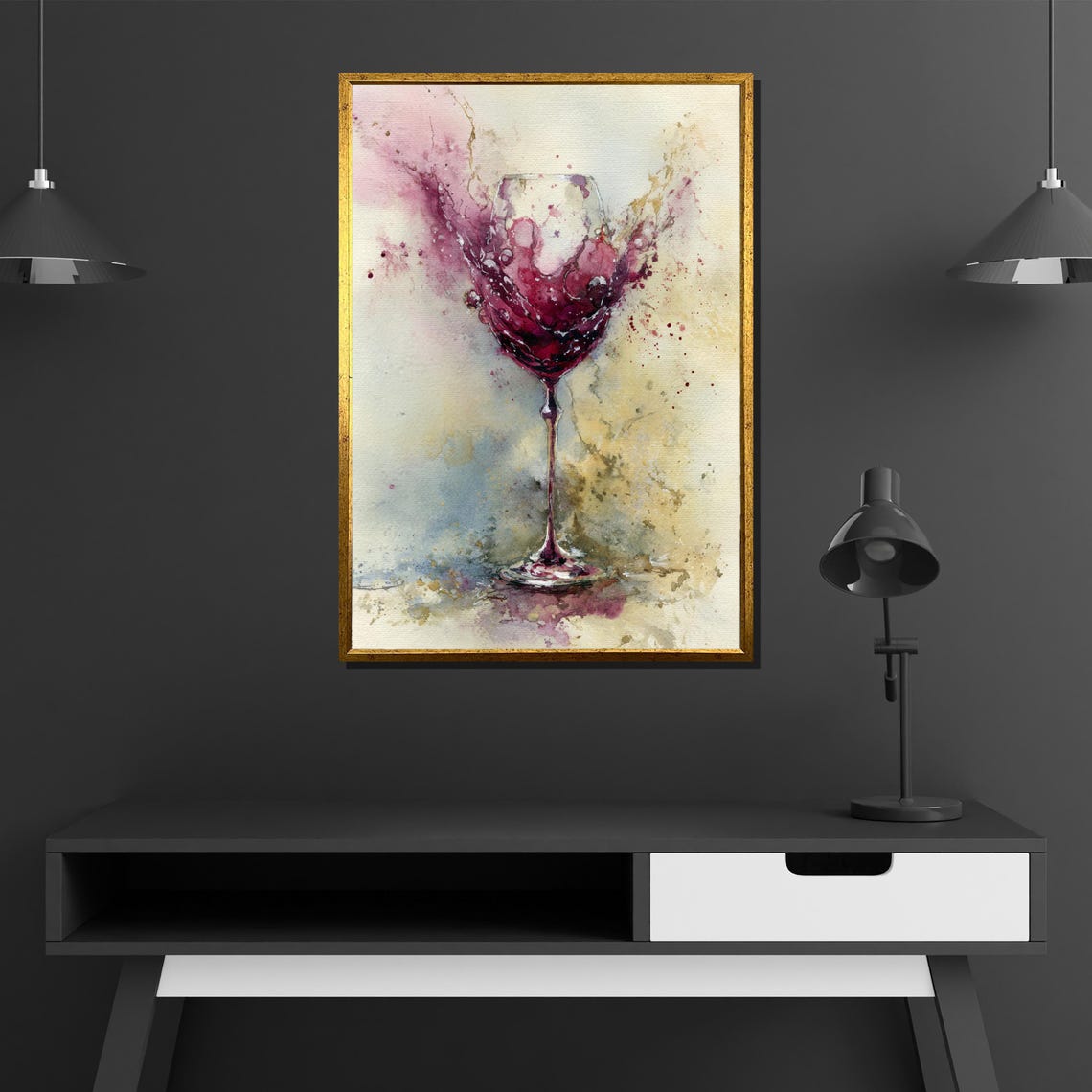 Elegant Wine Splash Abstract Boho Art Print - Image 2