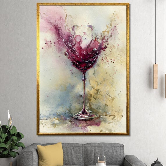 Elegant Wine Splash Abstract Boho Art Print