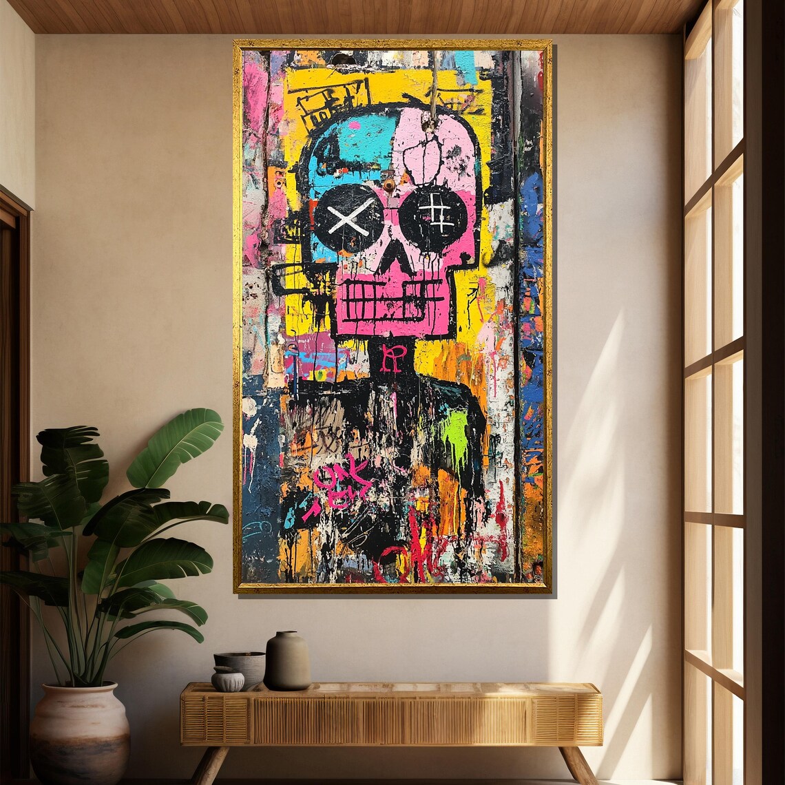 Graffiti Skull Art Print, Neon Street Pop - Image 2