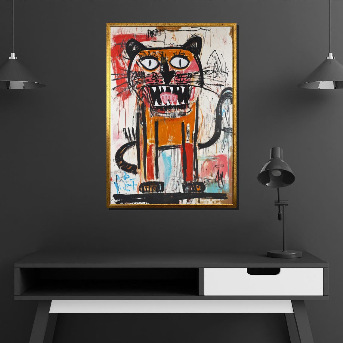 Raw Fierce Cat Neoexpressionist Bold Graffiti Street Art Poster - Image 2