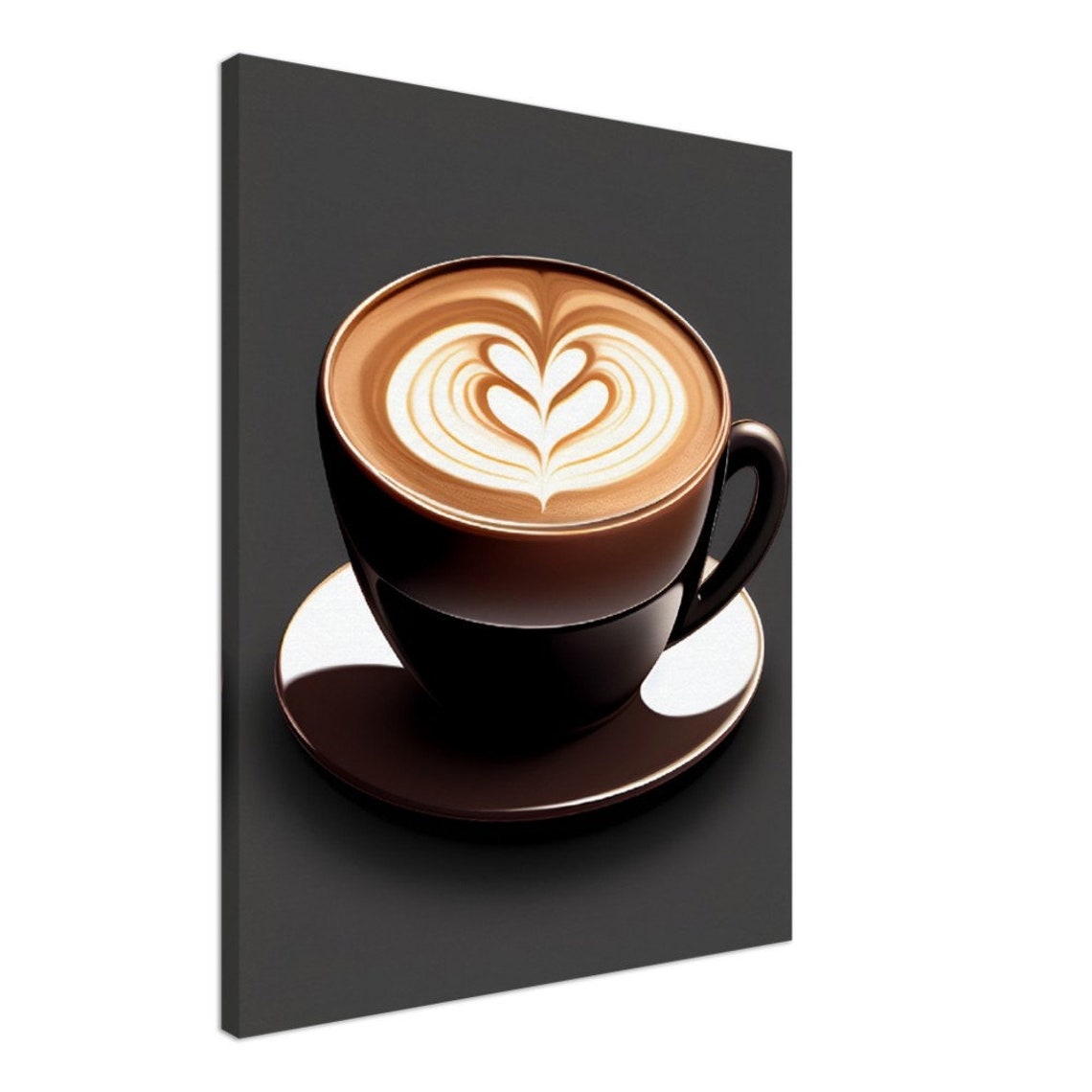 Heart Latte Art Cappuccino Dark Cozy Coffee Shop Scene Art Poster - Image 2
