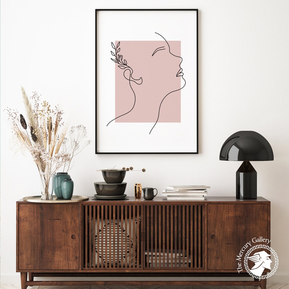 Woman Face Line Drawing Boho Abstract Feminine Profile Minimalist Art Print - Image 6