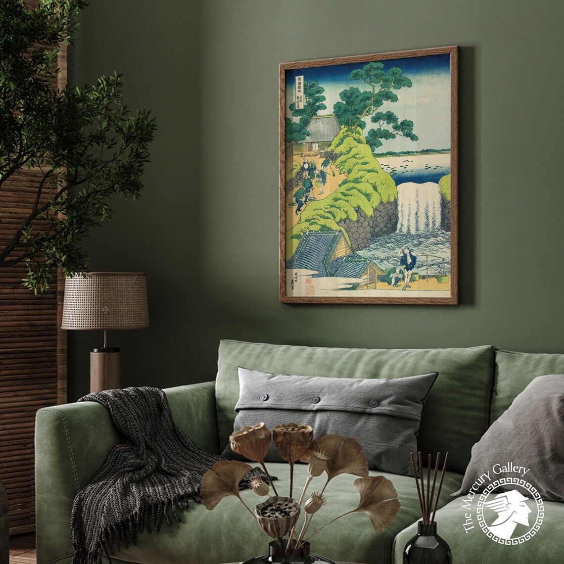 Hokusai Waterfall At Aoigaoka Village Japanese Woodblock Landscape Art Poster - Image 3