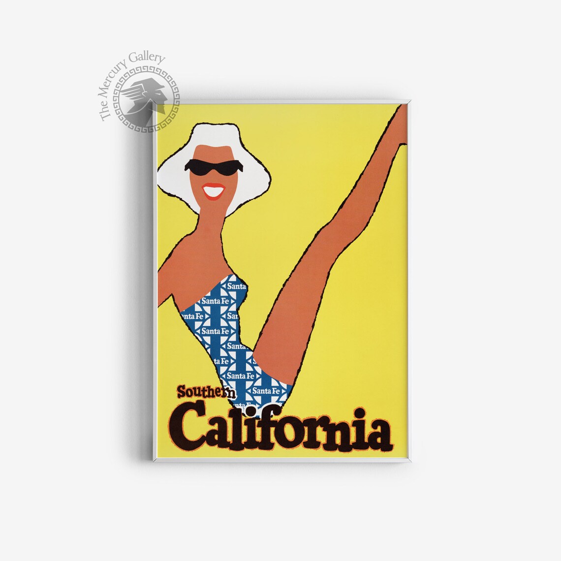 Southern California Vintage Swimsuit Kick Retro Santa Fe Travel Poster - Image 3