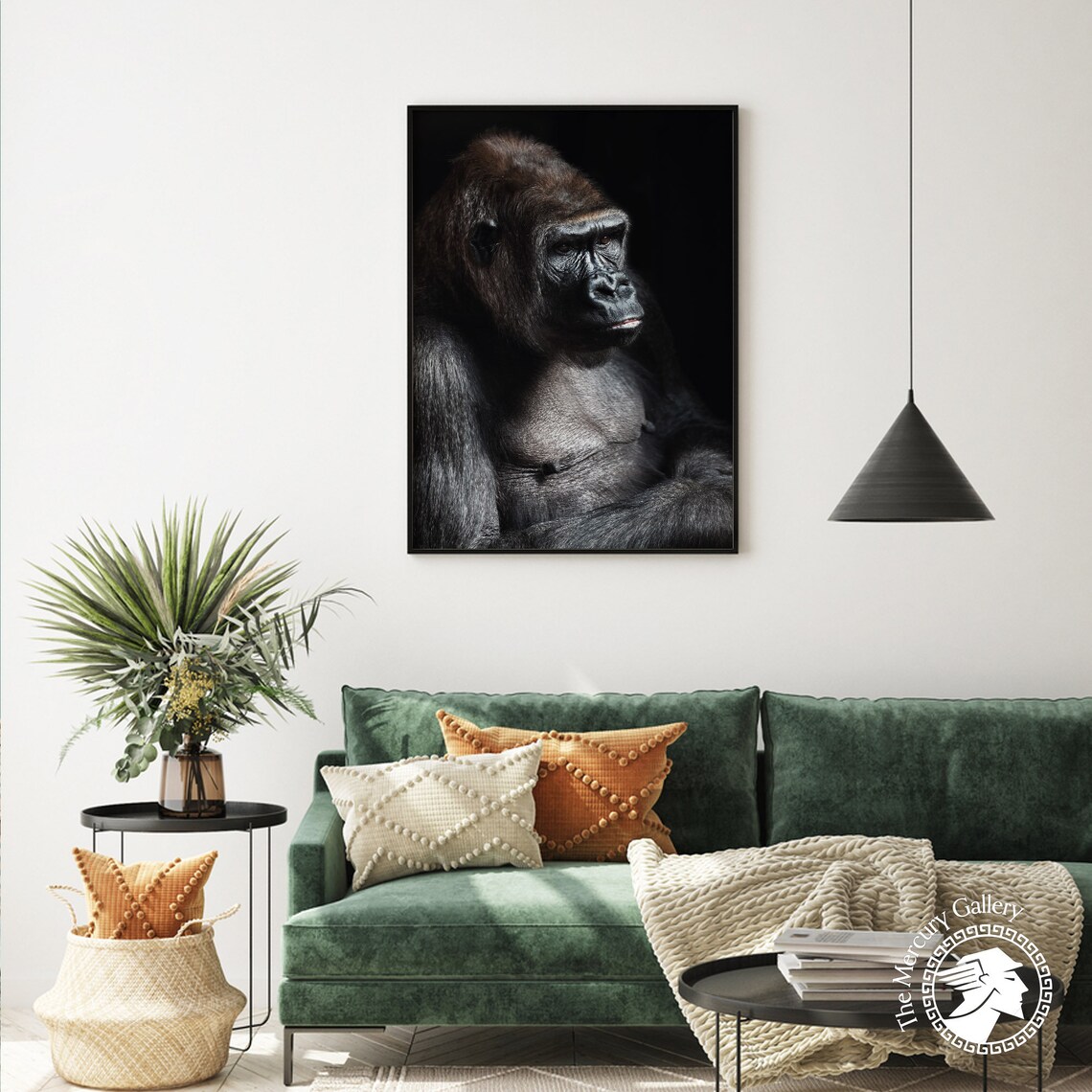 Black Gorilla Portrait Dark Moody Wildlife Fine Art Photo Print - Image 4