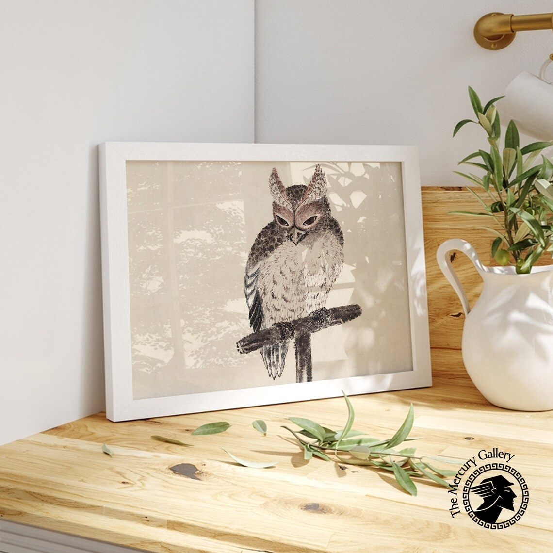 Hokusai Japanese Owl Perched on Branch Vintage Woodblock Art Print Poster - Image 5