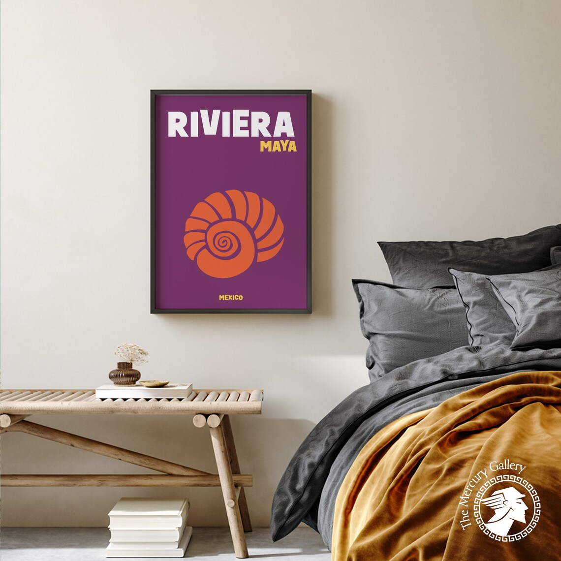 Riviera Maya Mexico Orange Nautilus Shell Purple Modern Travel Poster - Image 5