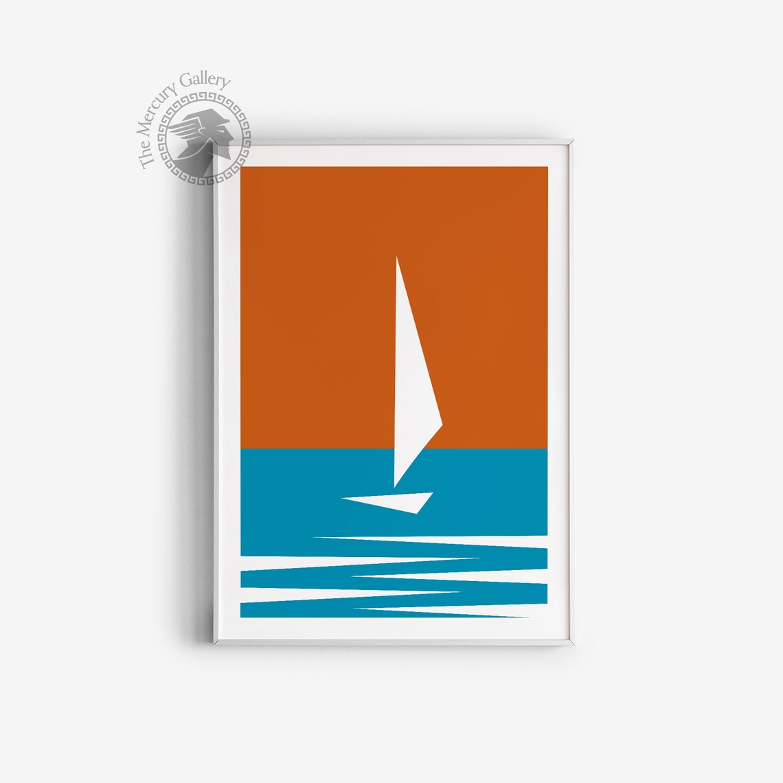 Sailboat Sunset Retro Travel Minimalist Ocean Sailing Graphic Art Poster - Image 3