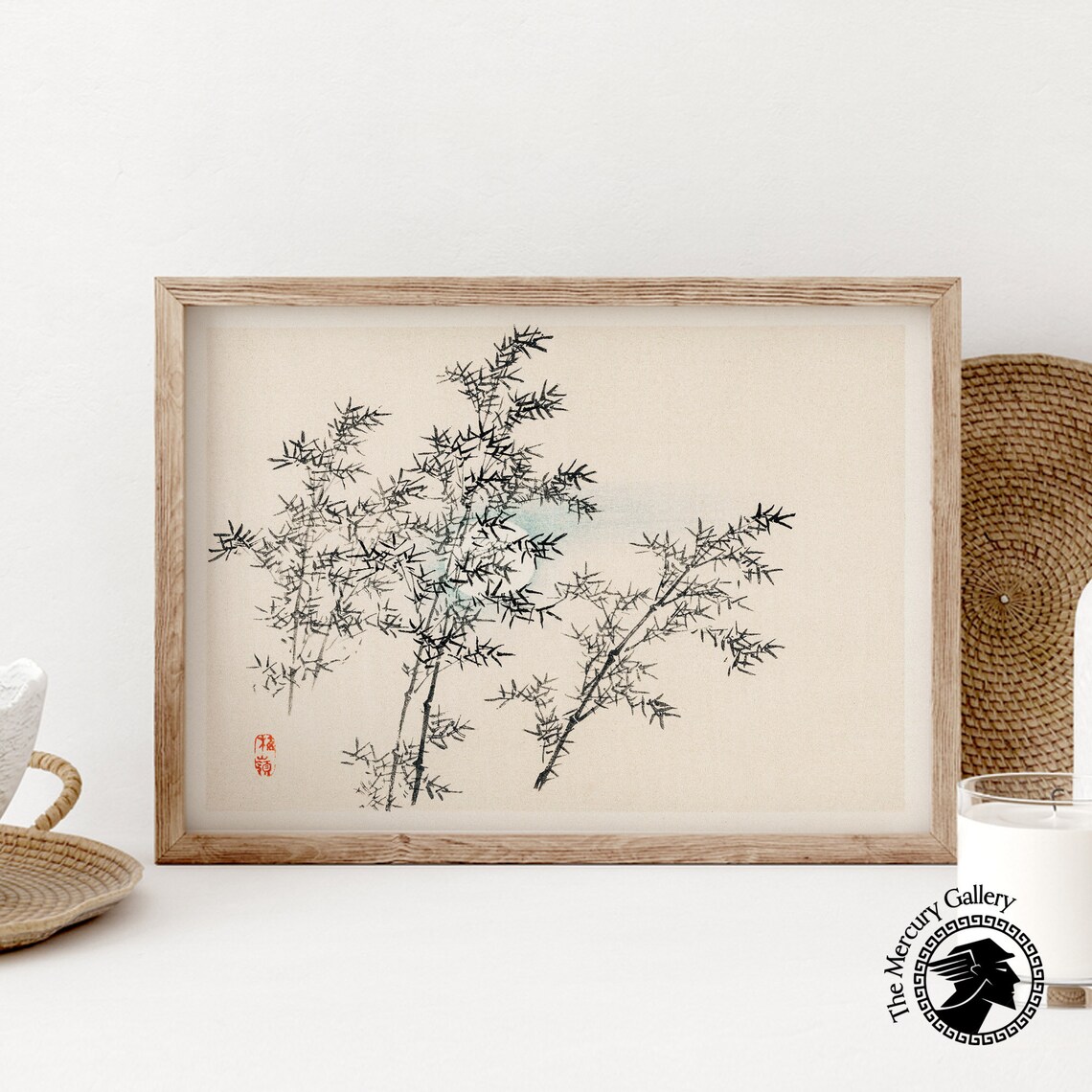 Japanese Bamboo Zen Art Print, Woodblock Style - Image 6