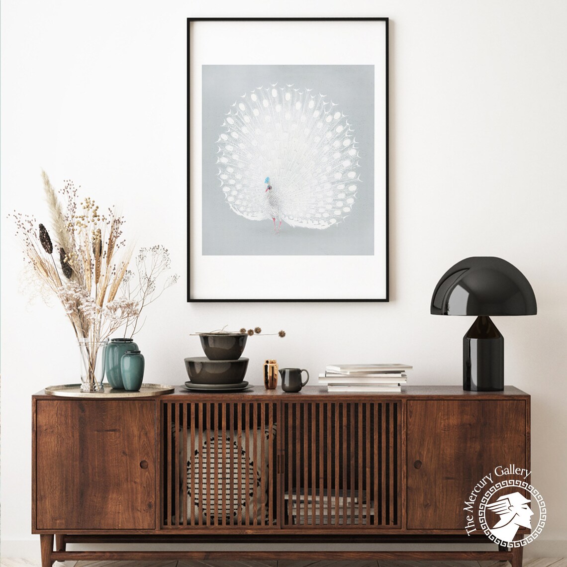 Japanese White Peacock Art Print, Ohara Koson Woodcut - Image 6