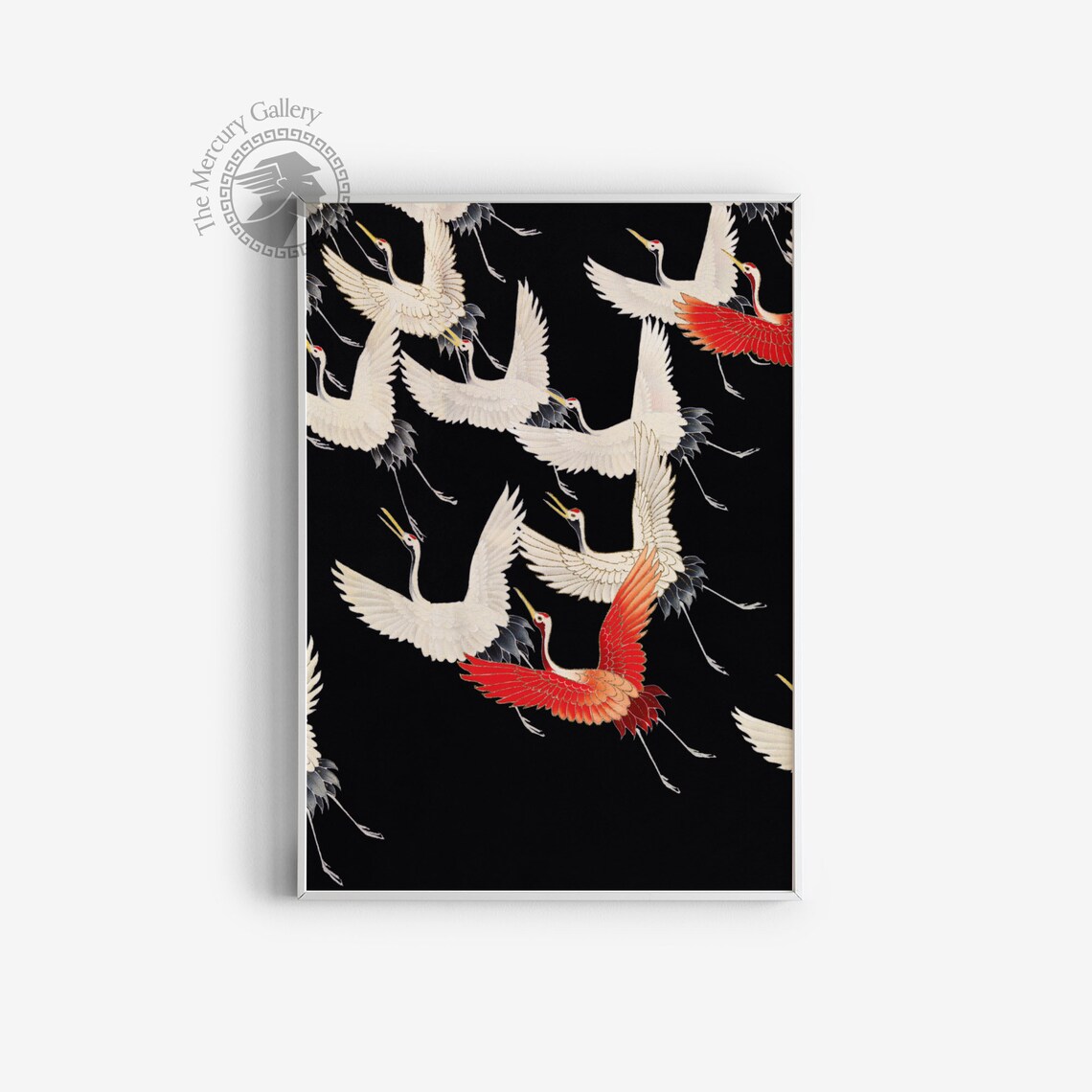 Flying Birds Vintage Oriental Animal Art Print - Image 3