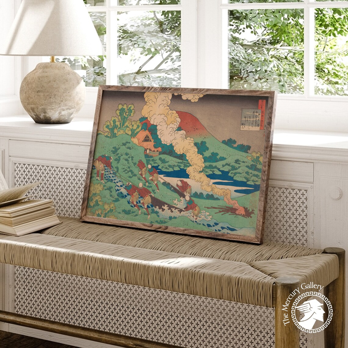 Hokusai Green Hillside Timber Haulers Village Japanese Woodblock Poster - Image 3