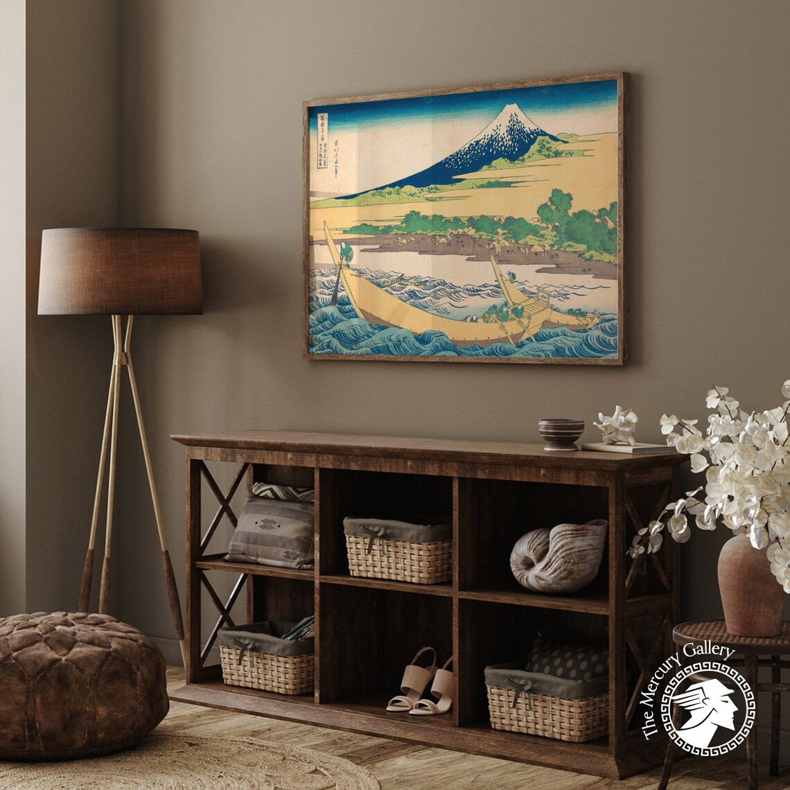 Hokusai Tago Bay Boats Waves Mount Fuji Japanese Woodblock Poster - Image 3