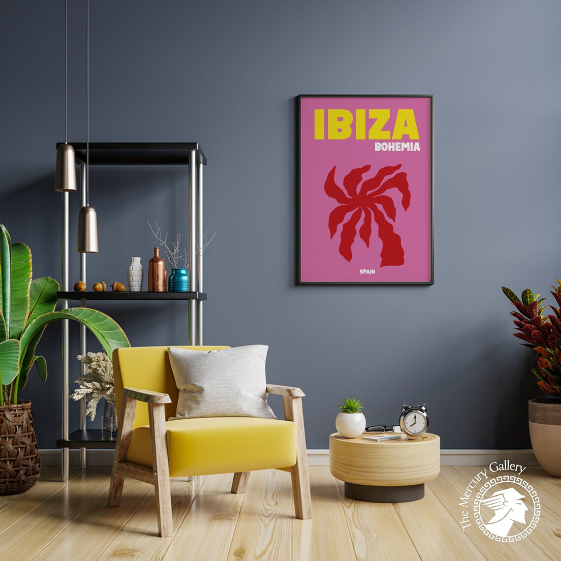 Ibiza Spain Bohemia Red Cut Out Palm Pink Modern Travel Poster Print - Image 5