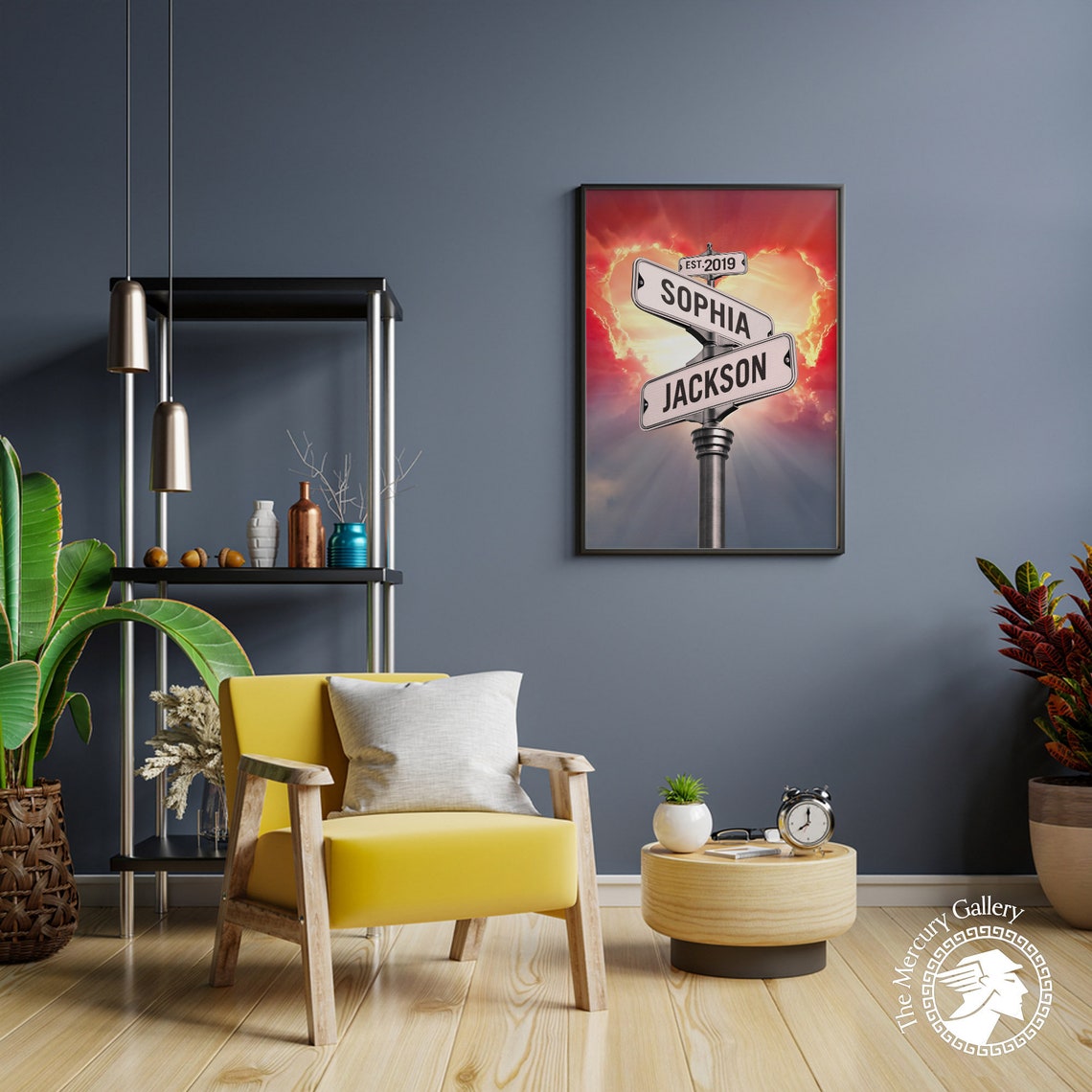 Personalized Vintage Street Sign Couples Names Sunset Art Poster - Image 2