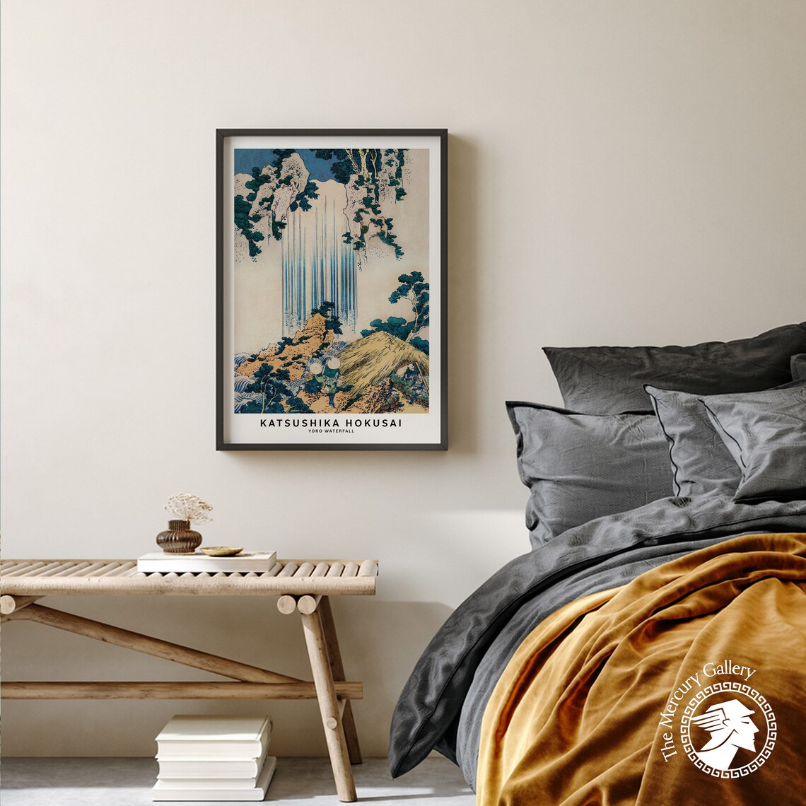 Hokusai Yoro Waterfall Blue Cascade Mountain Japanese Woodblock Art Poster - Image 3