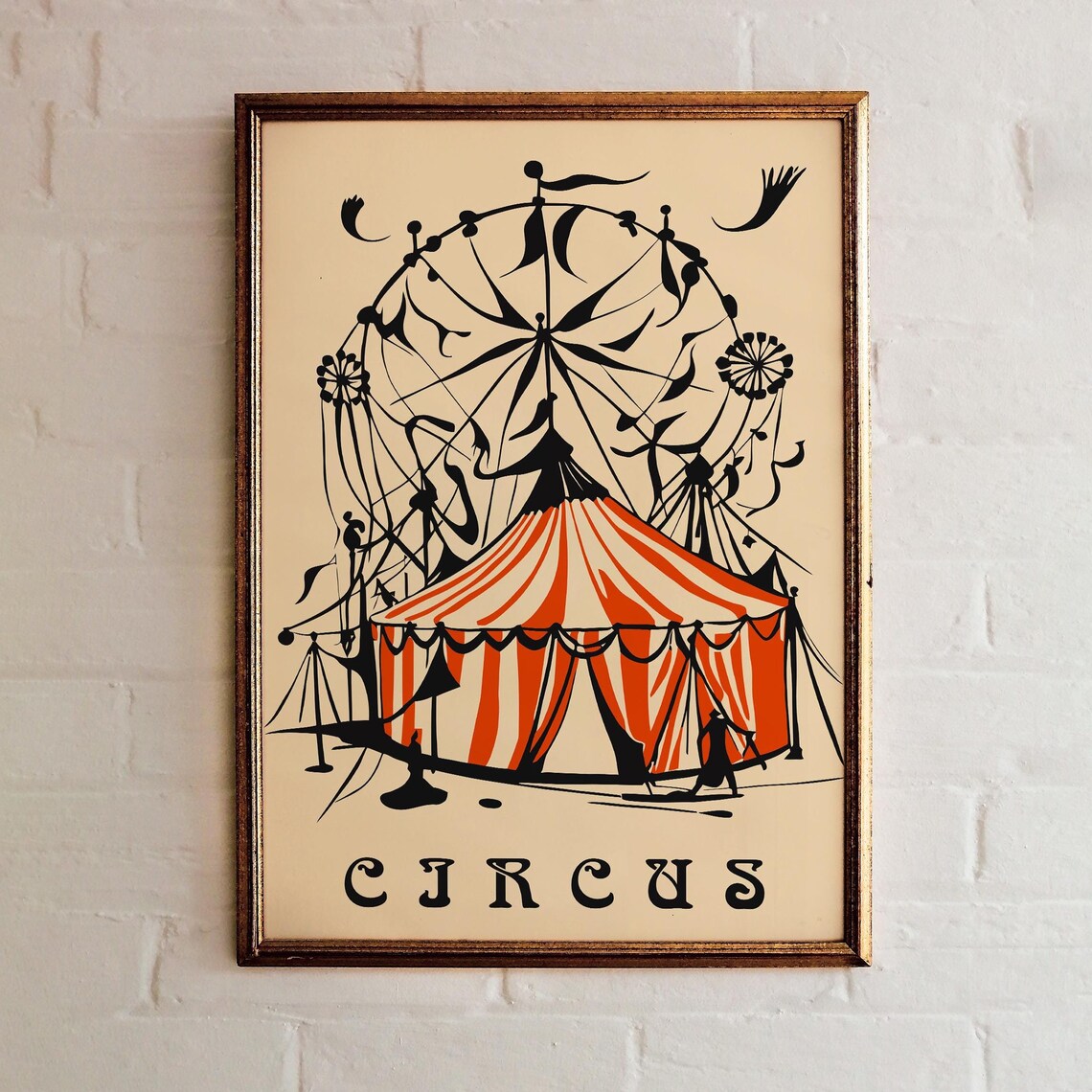 Vintage Circus Big Top Red Tent Ferris Wheel Carnival Poster